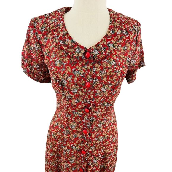 Vintage Joni Blair Women's 9 Dress Maxi Floral Cottagecore Prairie Button Front - Picture 2 of 12